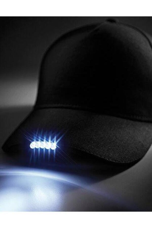 Schwarze Base Cap mit blauen LEDs - Bei uns finden Sie Knicklichter, LED-Leuchtwedel,  Leuchtbrillen und vieles mehr