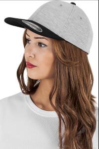 Produktfoto Flexfit grau-schwarzes Baseballcap ohne Verschluss in Jersey Qualität